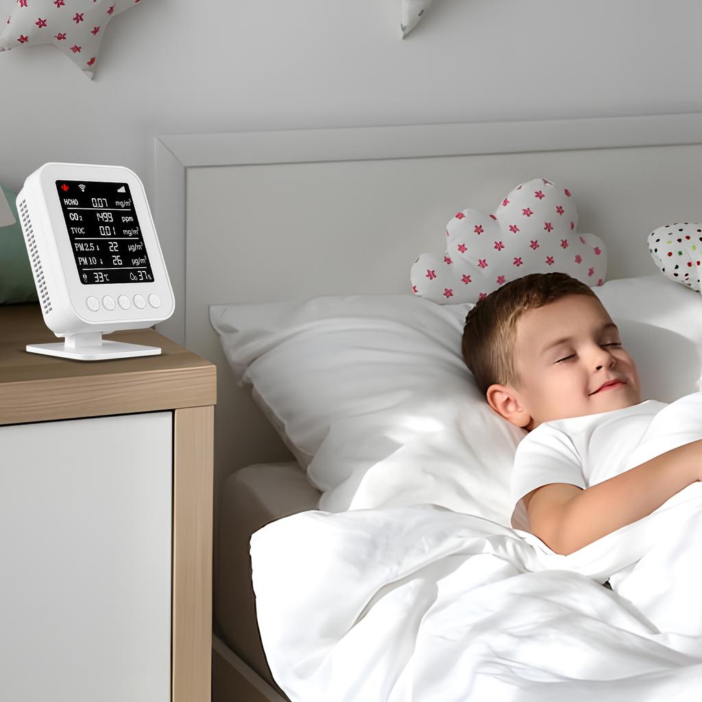 Монитор качества воздуха в помещении Приложение Tuya Wi-Fi Детектор формальдегида CO2 PM2.5 PM10 Тестер TVOC Тип-C
