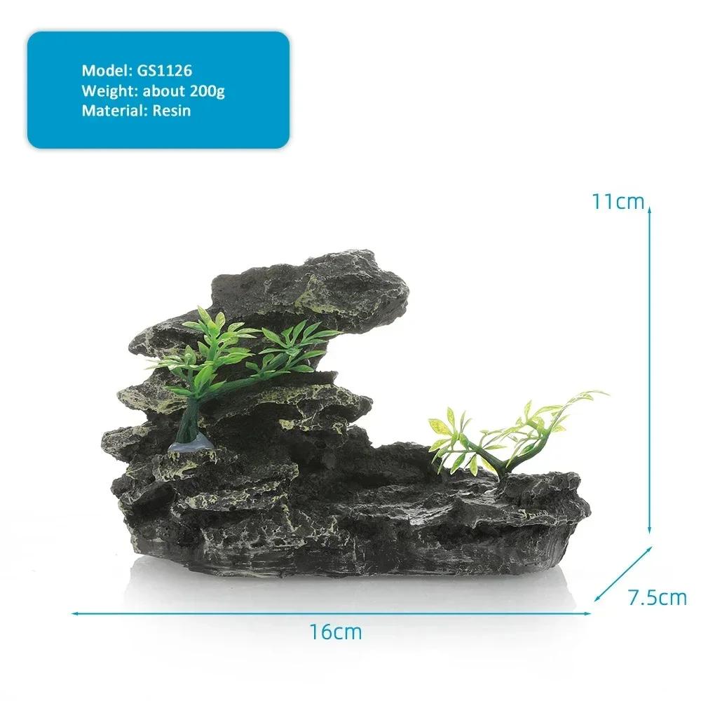 15 Type Decorative Rocks Aquarium Fish Tank Accessories Resin Rockery Aquarium Decor Fish Hiding Hole Rock for Fish Tank