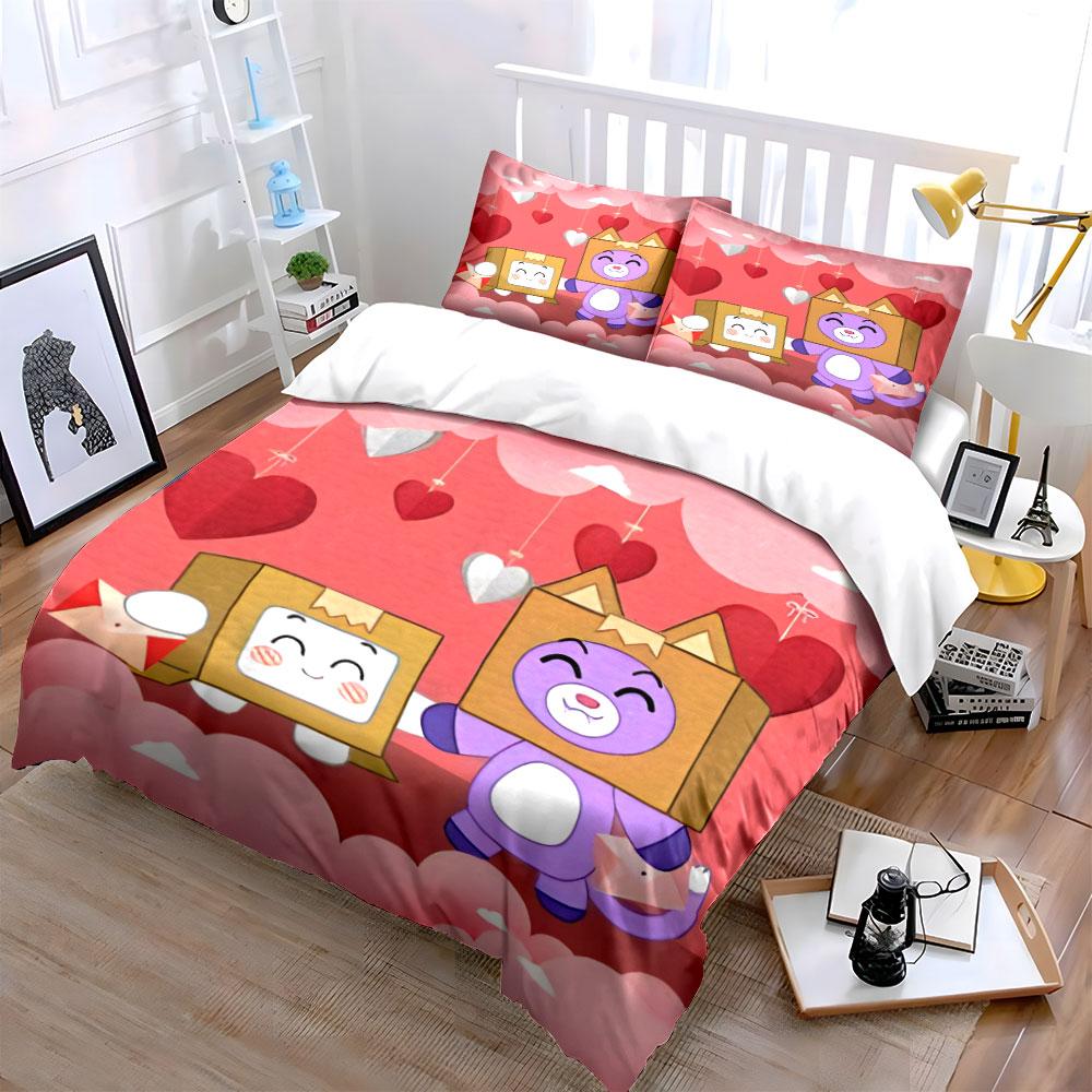 Cute Cartoon Heart Bedding Set Bedding Duvet Cover Set Duvet Cover Pillowcases (1 * Duvet Cover 2 * Pillowcases, without duvet insert)