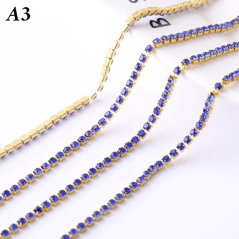 5M Rhinestone Drill Chain 2mm Glass Rhinestone Claw Chain Trim DIY Sewing Costume Craft Performance Clothing Decor Accessories