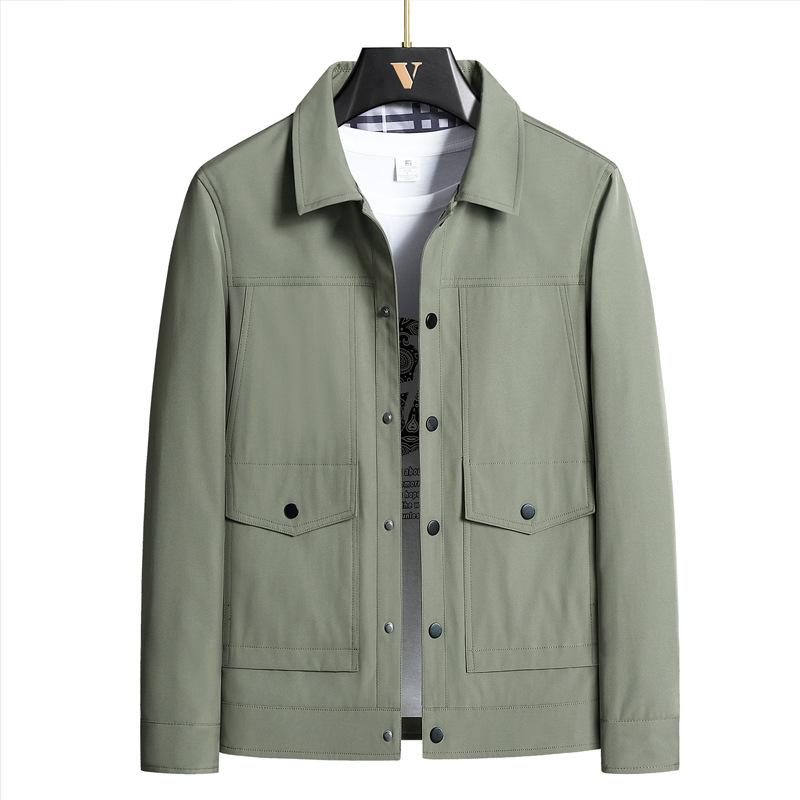 Men's Spring and Autumn Jacket Light Luxury Business Casual Daily Commute with Solid Color Lapel Jacket Men's Cargo
