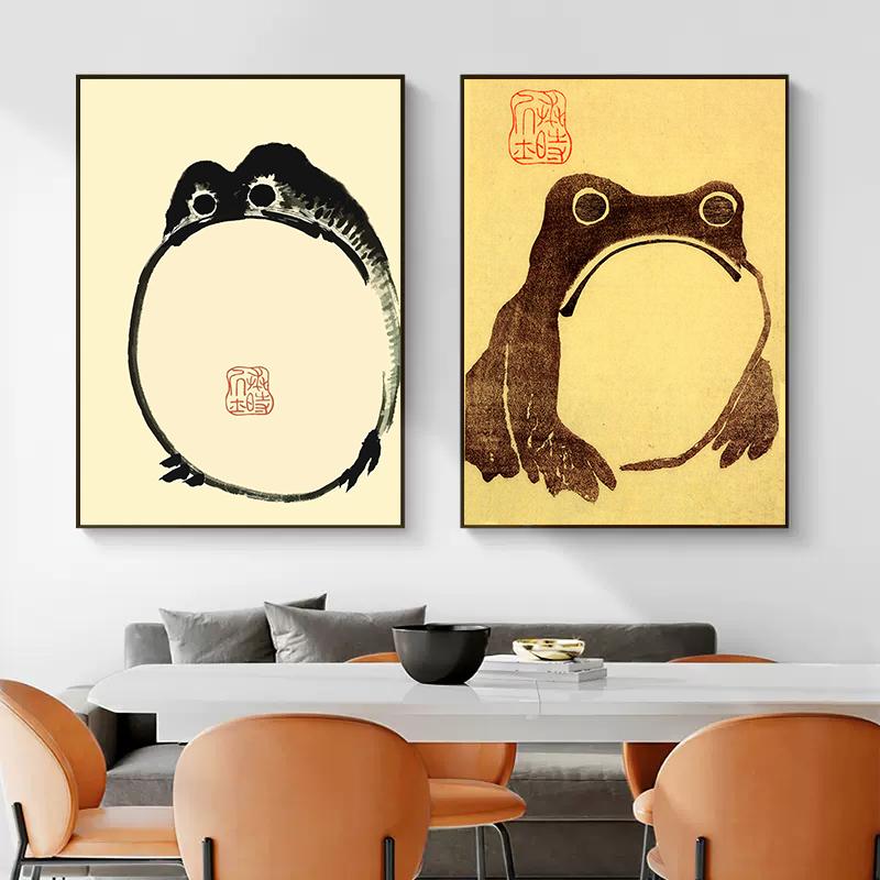 Винтажный японский минималистичный постер «Мацумото Ходжи сварливая лягушка», холст, картина с животными, ретро настенное искусство для гостиной, украшение для дома