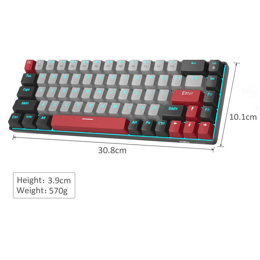 MageGee портативная механическая игровая клавиатура с синей светодиодной подсветкой, компактная 68-клавишная проводная мини-клавиатура для офиса с коричневыми переключателями для ноутбуков Windows, ПК, Mac