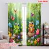 2pcs,2D Plane Printing Creative Curtains Vibrant Frog & Butterfly Polyester (without Rod) Decorations Inside for Bedroom, Living