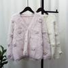 Three-dimensional Flower Imitation Mink Velvet Knitted Cardigan Women's Autumn New Small Fragrant Temperament Loose Soft Waxy Sweater Jacket