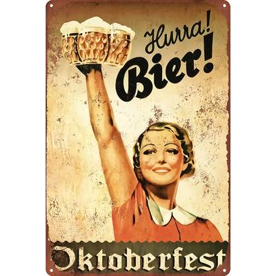 1 шт. Металлическое настенное панно Oktoberfest Bier, Декор для немецкого пивного фестиваля для баров, пещер (20х30см), Винтажные жестяные таблички Домашний декор Смешные