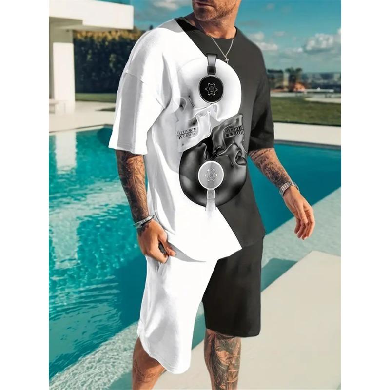 Модный новый мужской костюм больших размеров с принтом креста Иисуса, летний крутой дышащий короткий рукав, шорты на шнурке, одежда для веры