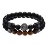 Hot Sale Hematite Titanium Hertz Bracelet Stylish Simple Wind Stacked Wear Beaded Black Gallstone Elastic Bracelet Set