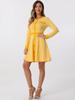 Allegra K Клетчатое платье А-силуэта с контрастными цветами, круглым вырезом, застежкой на пуговицы спереди, элегантное, женское, желтое, размер S
