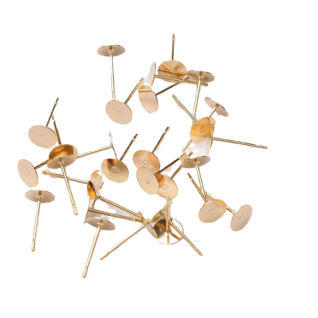 10 шт. 14-каратных золотых игл с плоским дном, плоские серьги-гвоздики ручной работы, серьги-гвоздики с липким жемчугом, ювелирные аксессуары.