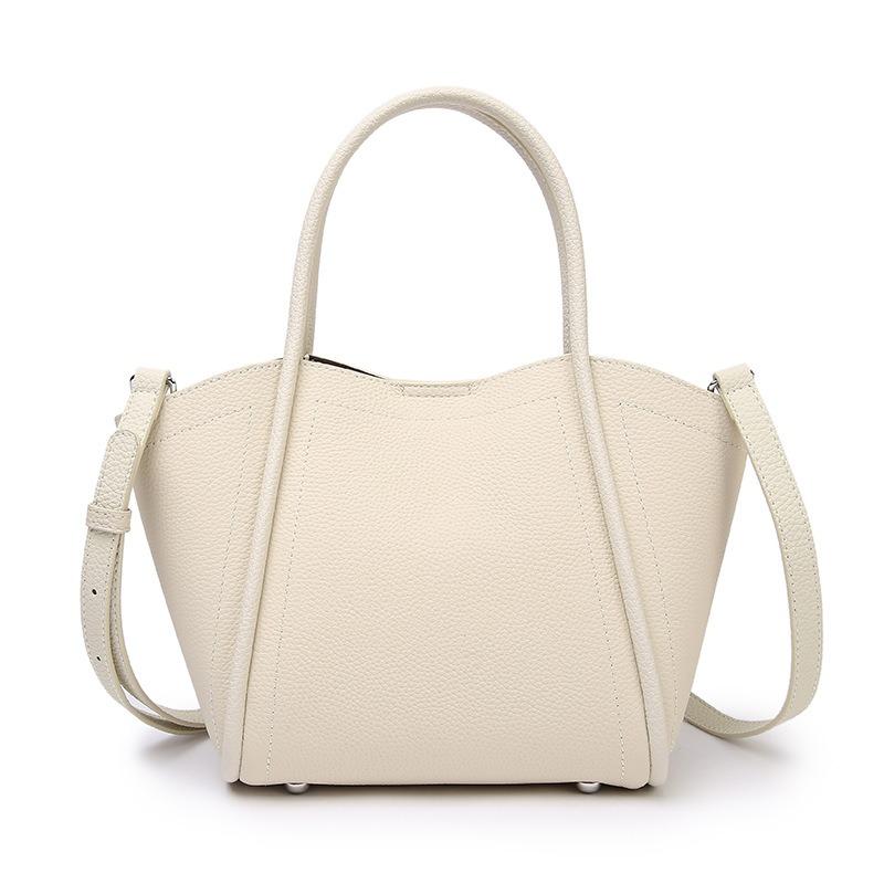 Cowhide handbag bag women's new trendy large-capacity bucket versatile commuter leather shoulder messenger bag