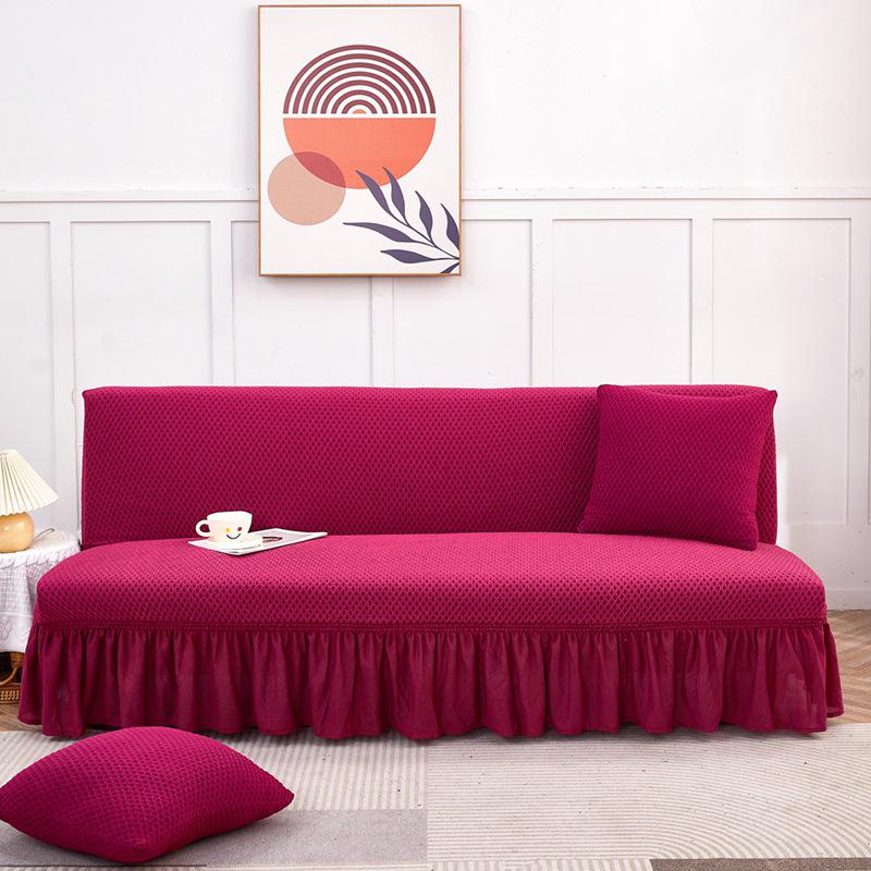Чехол для дивана-кровати из турецкого утолщенного эластичного материала - противоскользящий, устойчивый к царапинам, всесезонный, небольшой квадрат, однотонный