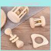 Natural Wooden Baby Rattle Set Toy With Sounding Features For Kids Play Sensory