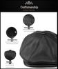 Men's Genuine Leather Retro Octagonal Beret – Autumn/Winter Cowhide Hat