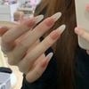 24PCS Simple Nude Gradient French False Nails Fashionable Glossy Long Oval Fake Nails for Women Acrylic Wearable Nail Tips Tools
