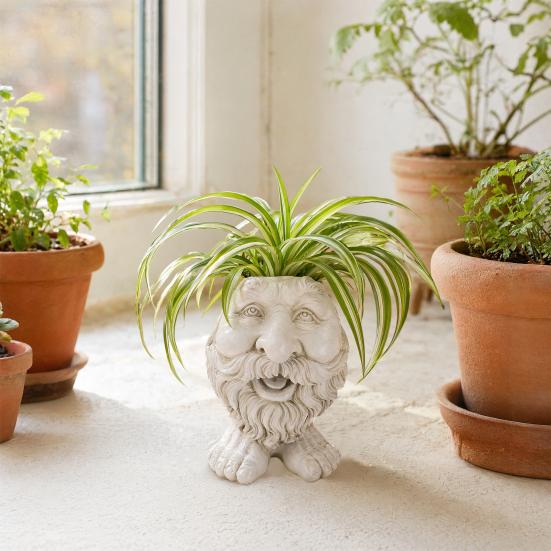 Face Flower Pot, Head Planter Pot, Funny Shape Face Planter Statue, Cute Resin Planter for Indoor Outdoor Plants Garden Decorations