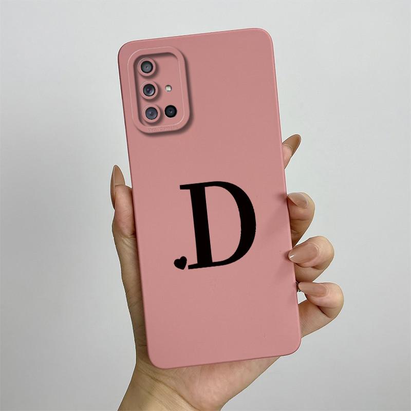 For Samsung Galaxy A51 A71 Case A515F A715F Initial Letters Liquid Silicone Phone Case For Samsung A51 A 31 71 Soft Cover Bumper