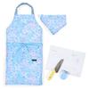 COLORFUL CANDY STYLE Apron & Cooking Item Set (Water-Repellent, No-Iron Apron, Knife, Peeler, Cutting Board, Triangle Scarf, Sizes 130-160cm, Cute Gir