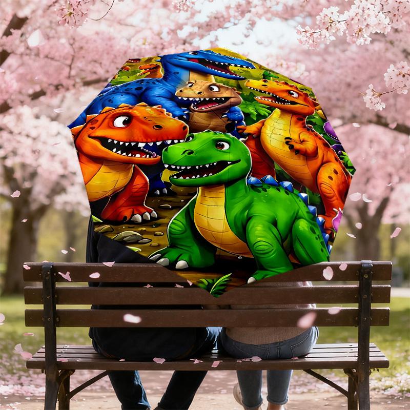 1PC Dinosaur Forest Umbrella-8-Rib Reinforced Portable Folding Travel Suitable for All Seasons Outdoor Daily Use -J0415
