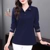 Женские винтажные элегантные футболки с воротником-поло с вышивкой, весенне-осенние корейские модные повседневные свободные топы с длинными рукавами, Ropa De Mujer
