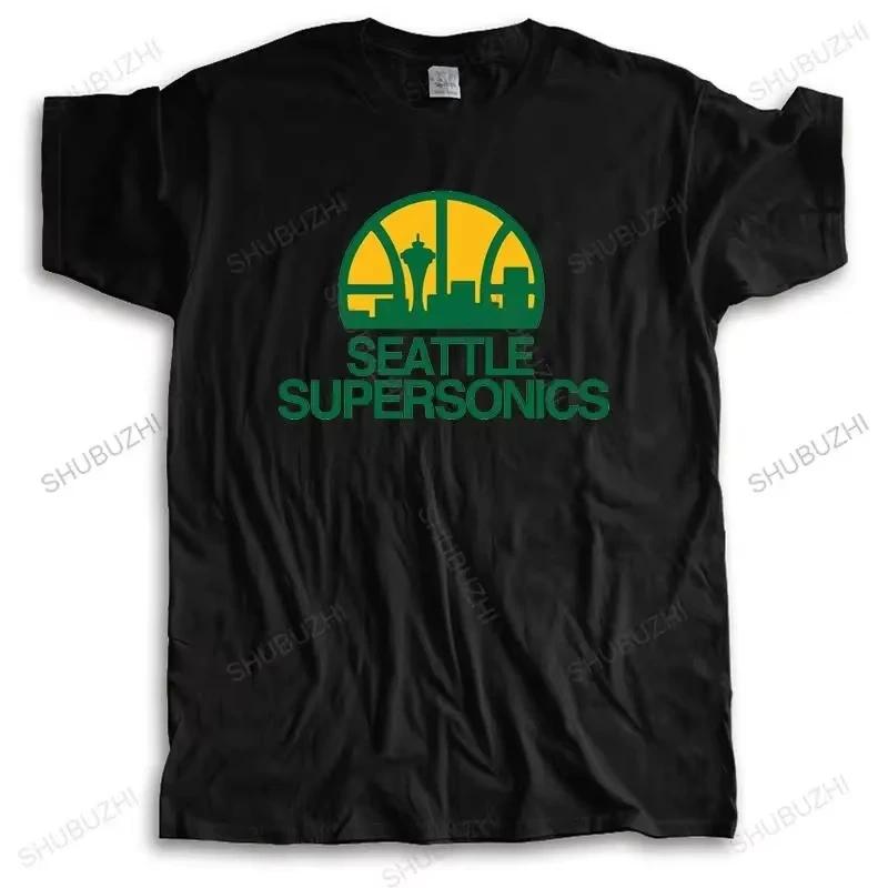 2025 Новая Модная Марка Футболка Мужская Свободная Seattle Supersonics Фирменная Футболка Хлопковая Летняя Футболка Большого Размера Прямая Доставка