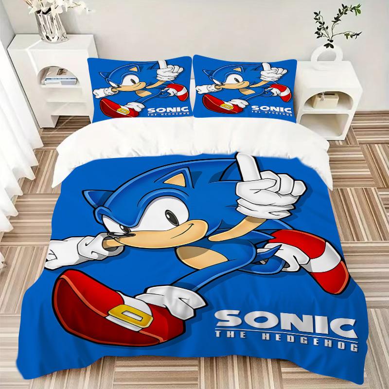 Sonic Adventure Print 3Pcs Bedding Setduvet Cover With 2 Bedropillowcase Home Birthday Gift
