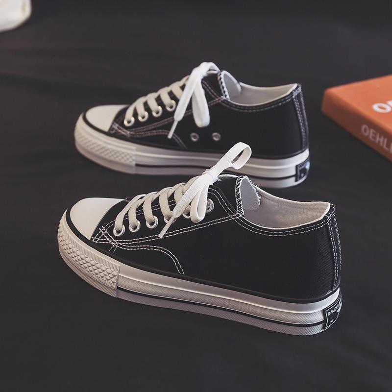 Platform Canvas Shoes Women's Shoes Spring and Autumn New Inner Heightening Board Shoes Ulzzang Versatile Cloth Shoes