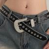 Y2K Women Fashion Solid Print Studded Full Rhinestone Belt Pu Leather Bling Crystal Adjustable Glitter Waistband For Club Party