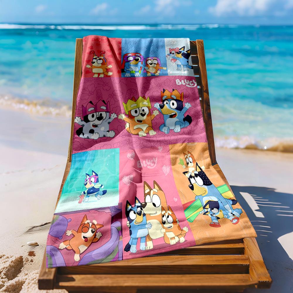 Lovely Bluey Beach Towel Super Soft & Absorbent Comfortable Lightweight Perfect for Traveling Yoga Camping and Swimming