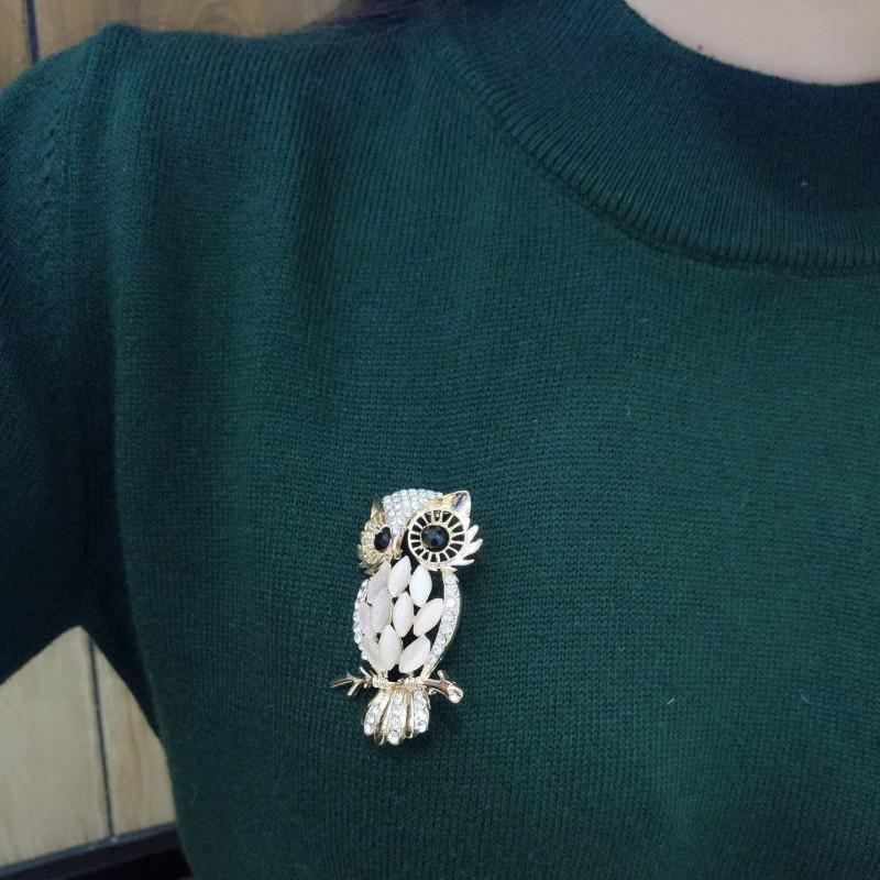Новая мода, инкрустированные стразами, классические броши с совой для женщин, роскошный дизайн, брошь в виде животного, булавки, ювелирные изделия, подарки