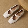 Fashion New Spring/summer Genuine Leather Mary Jane Shoes for Women Fashion Rivet Square Toe Shoes Women Pumps Chunky Heels Black