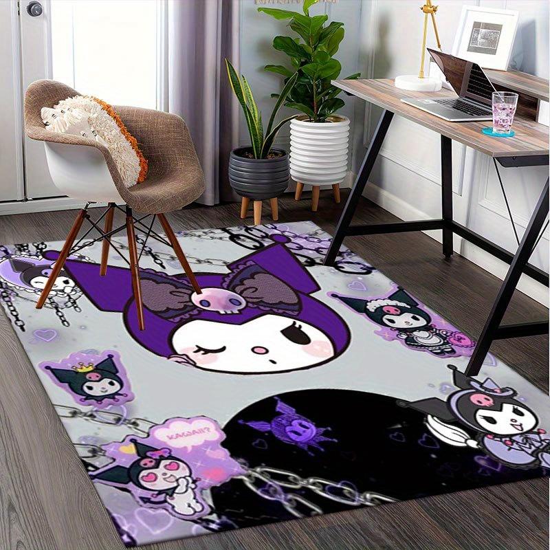1pc Sanrio Kuromi Mermaid Printed Office Carpet Rectangle Rug Under The Table,Perfect Room Decor for Living Room, Bedroom, Kitchen, Non-slip Floor Mat