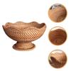 Natural Rattan Woven Fruit Plate Key Bowl for Entryway Table Storage Baskets Small Round Organizing Wallet Bathroom Base
