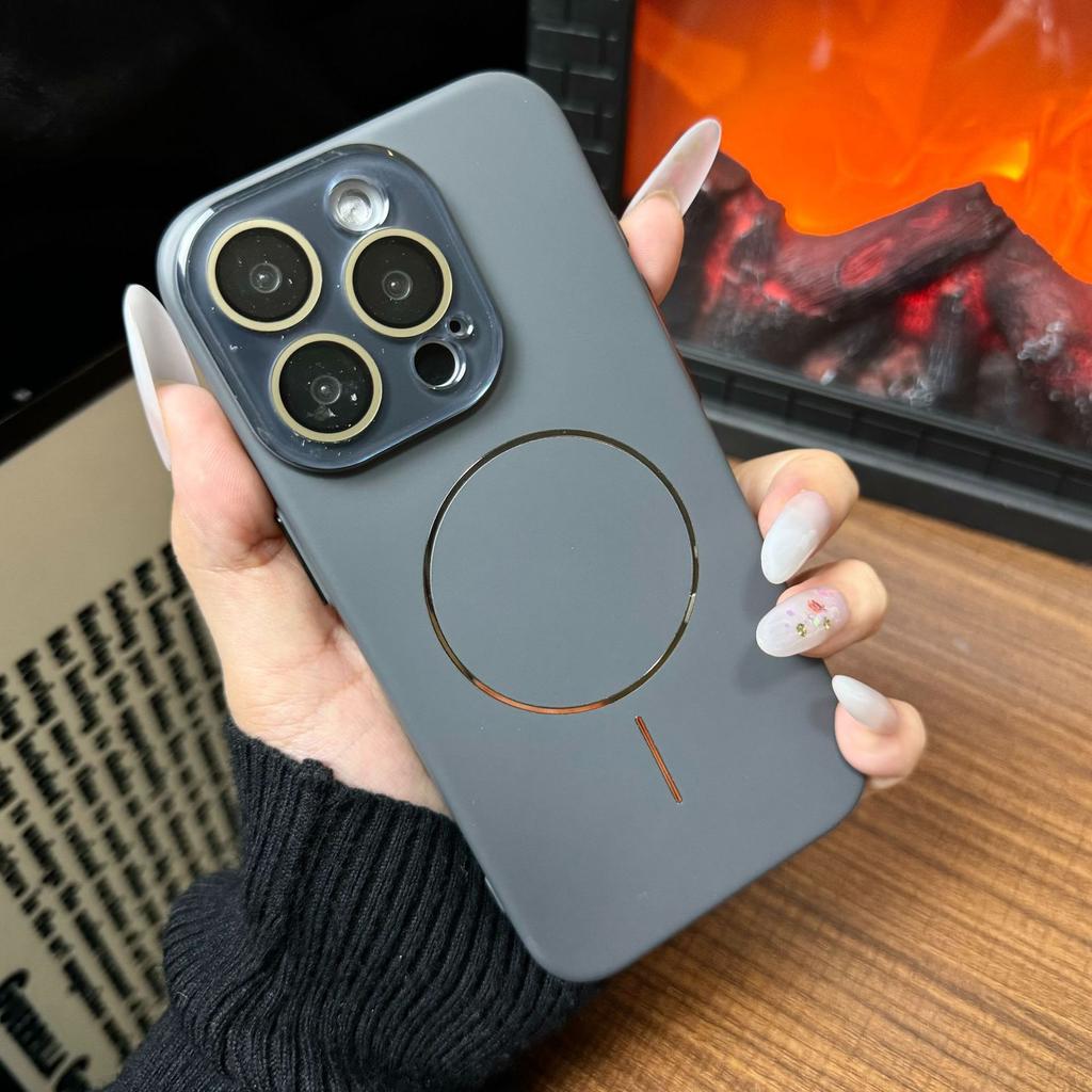 Applicable To Apple 16promax Skin-feeling Thin Circle Magnetic Suction Phone Case Crystal Lens IPhone 15 Protective Case Full Package