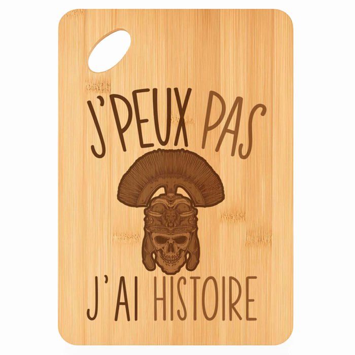Planche à découper - PLANETEE - Plateau Apéro 'Histoire J'peux pas' - Bambou - 30x20x1 cm - Trou Ø24 mm