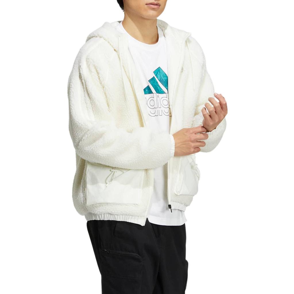 Adidas St Boa Hooded Zip Jacket With Embroidered Logo Men Outerwear White HR4442