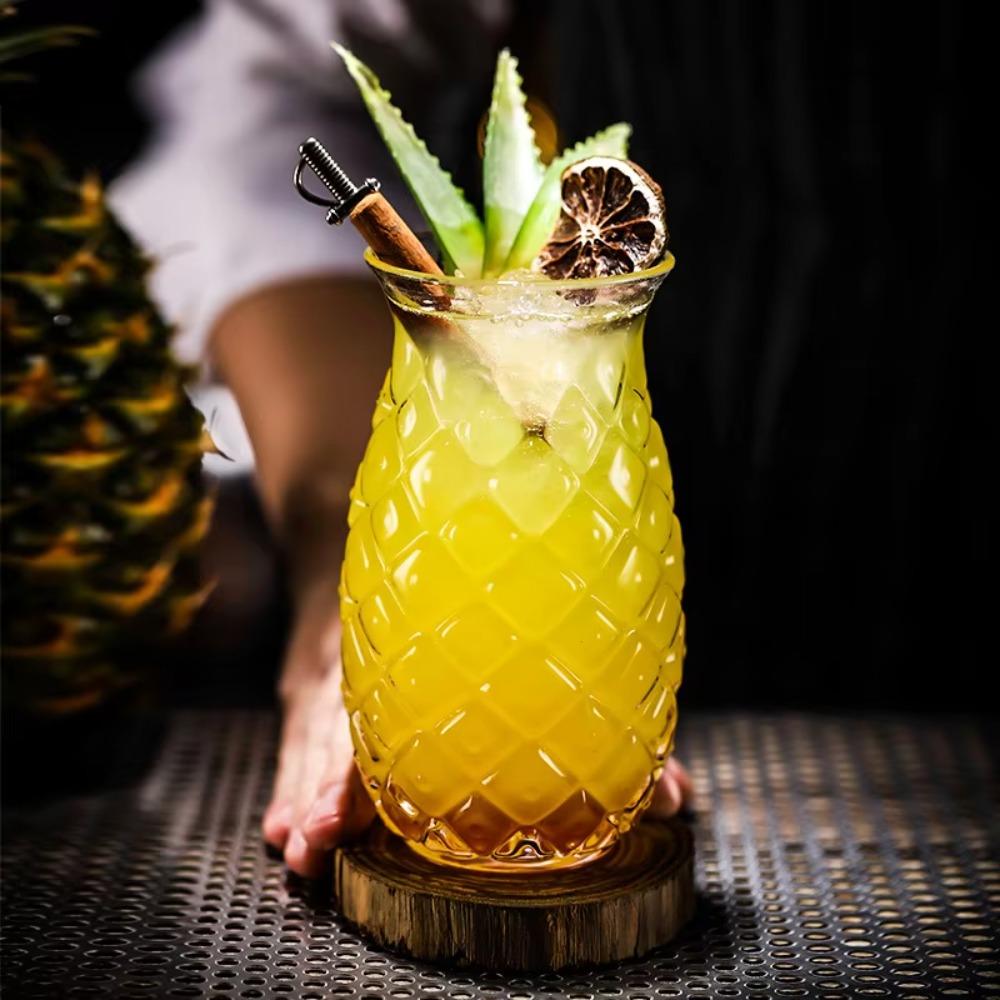 480 ML Pineapple Shaped Glass Cup Transparent Coffee Mug Bar Supplies Cold Drink Cup Home