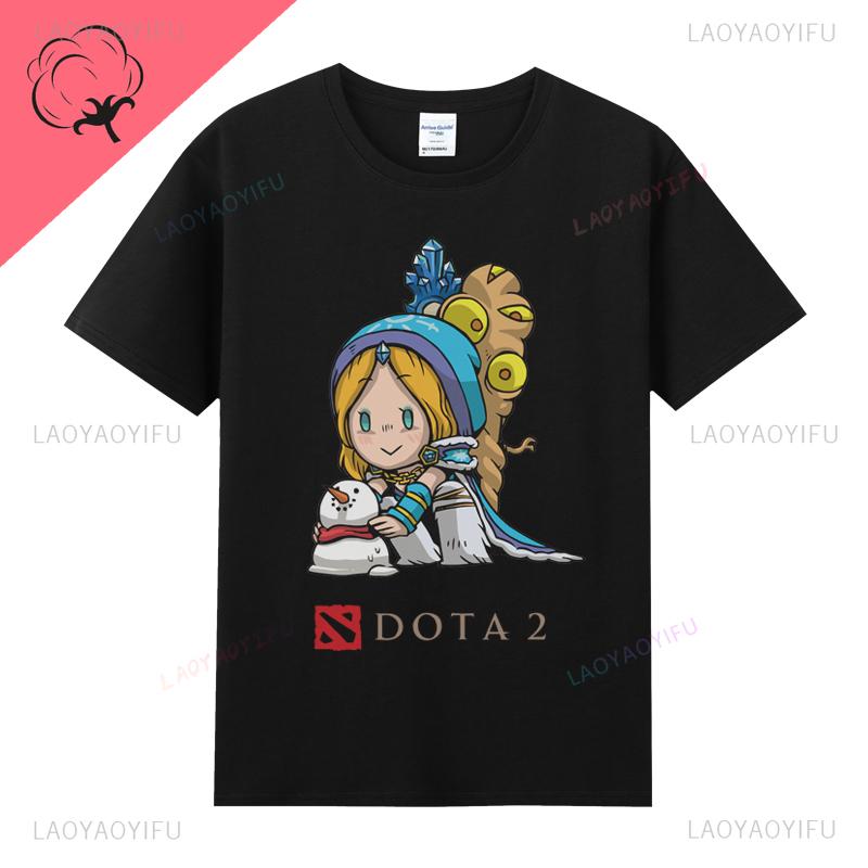 Dota 2 Футболка Игровая Футболка Унисекс Унисекс Хлопок Круглый вырез Винтаж Классика Забавная Повседневная Промо Гик Геймер Уличная одежда Графические Футболки