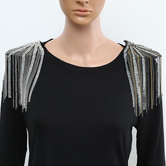 Shoulder Epaulet Long Tassels Metal Sequins Rhinestone DIY Elegant Men Women Shoulder Board Badge Brooch Business Suit Accessories