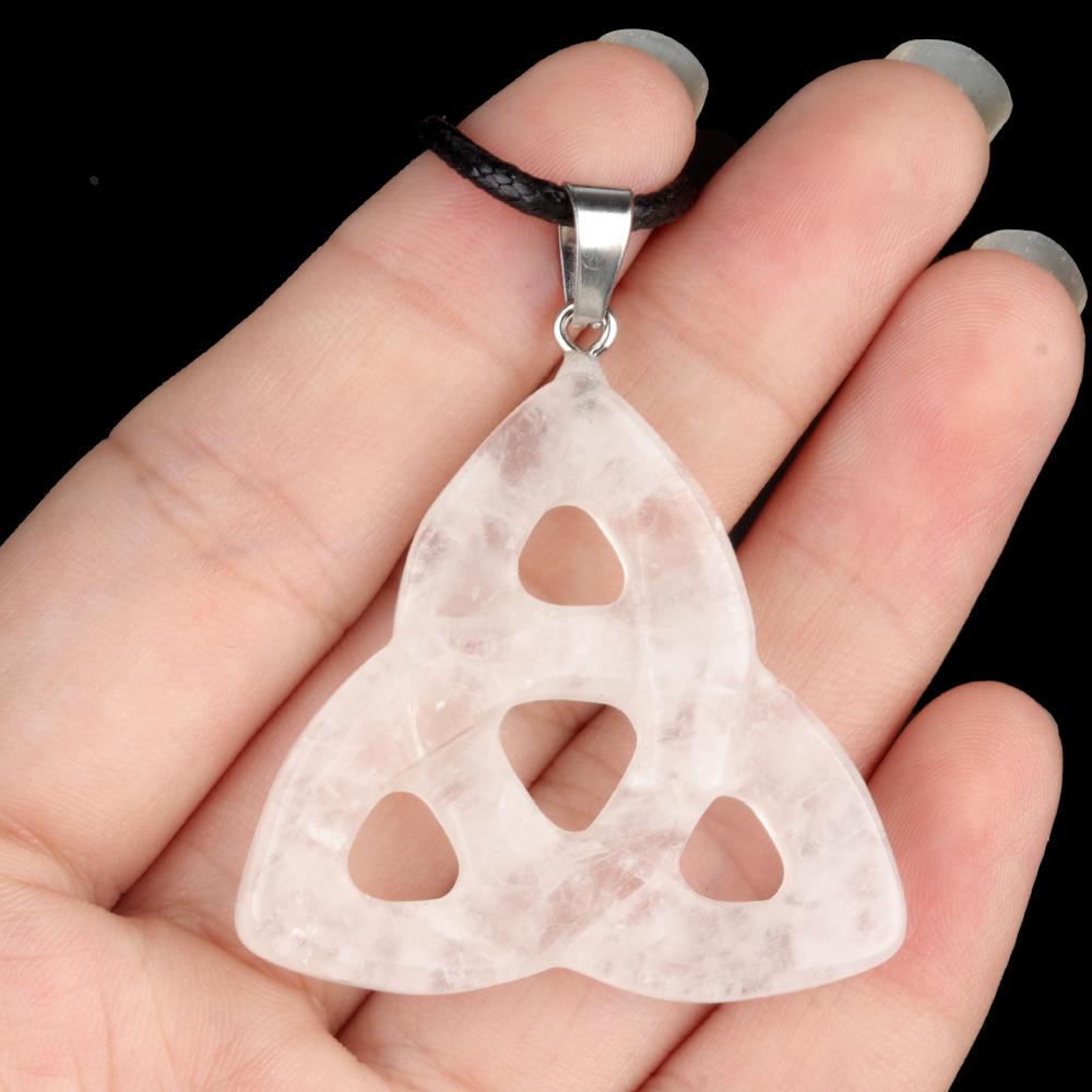 Witch Knot Pendant Necklace Natural Stone Rose Quartz/Amethyst Irish Pendant Lucky Gift For Women And Man