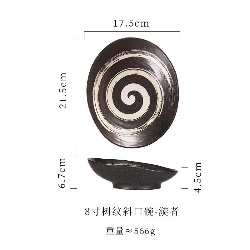 Японская и корейская керамическая миска, креативная фруктовая салатница, ретро-косая неглубокая кастрюля для тушения овощей, коммерческая столовая посуда