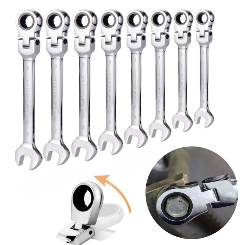 Flexible Head Ratchet Wrench Metric Combination Spanner Open End And Ring Wrenches Tool