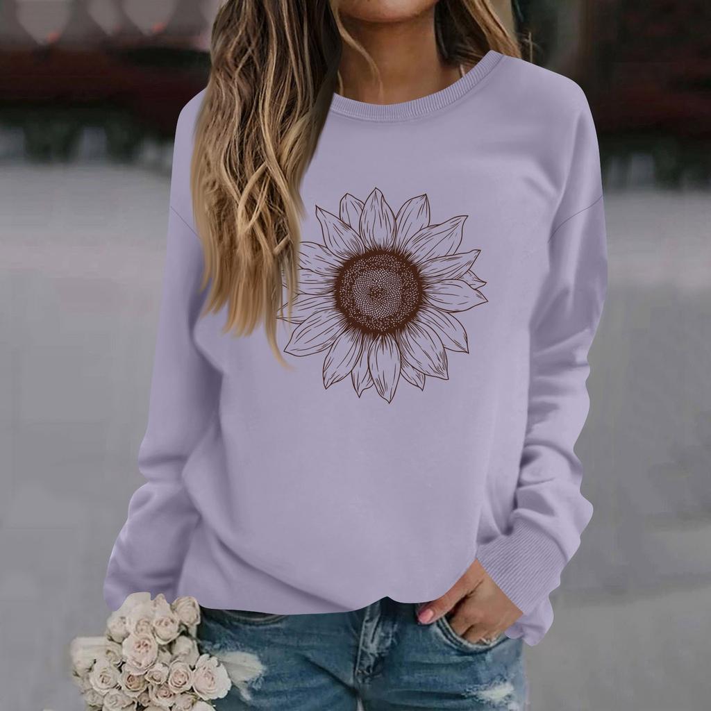 Женская модная повседневная толстовка с длинным рукавом и круглым вырезом с принтом
