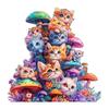 Cute Mushroom Adult Wooden Puzzle Animal Pattern Cat Wooden Jigsaw Cat Puzzle  Friends Gift