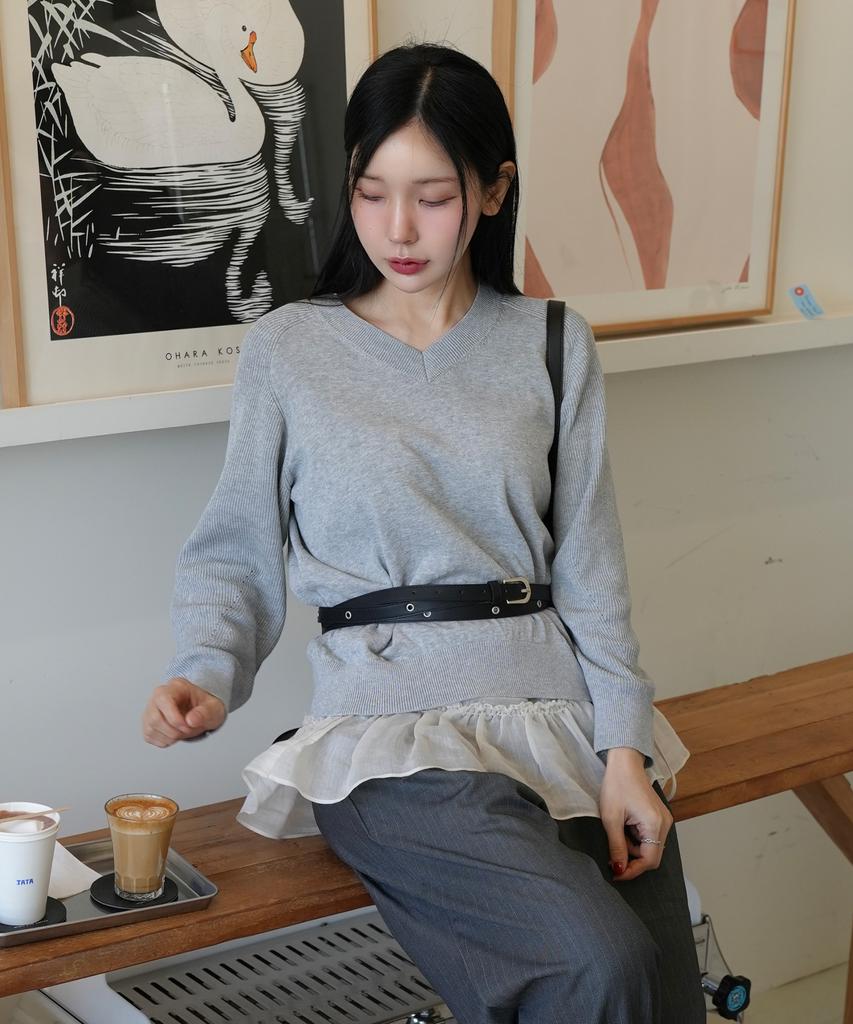 MIND BRIDGE WOMEN [W][Couture] V-Neck Slit Knit - 2 Colors