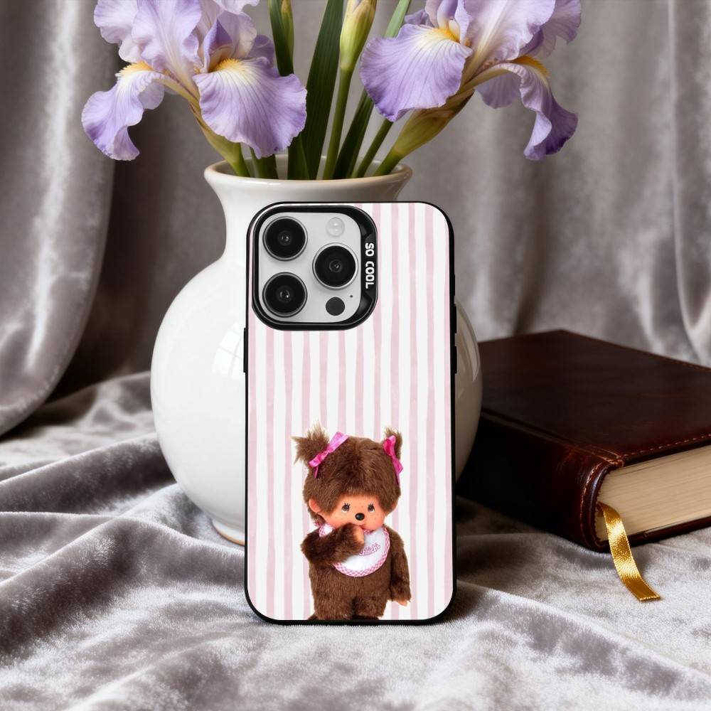 C-Милый M-Мончичи-S Чехол для телефона для iPhone17,16,15,14,13,12,11 Plus,Pro Max Черный Конфетный серебристый чехол для телефона