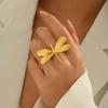 Unique Women's Ring Geometric Wrinkle Dragonfly Design Versatile Open Band Plain Ring for Women
