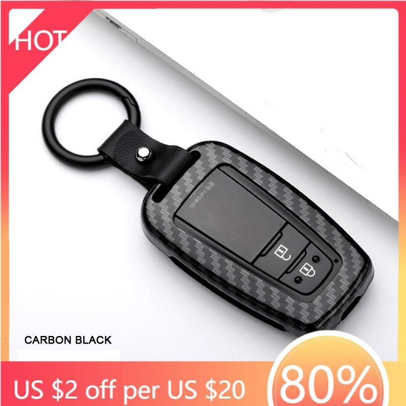 Styling Mouldings Carbon fiber Alloy Remote car Key Cover Case For Toyota CHR C-HR Prado Prius Camry Corolla RAV4 2018 2019 2020