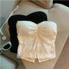 Retro Lace Slit Strapless Vest Women's Sweet and Elastic Chest Wrapped Top One-piece Beautiful Back Bottom Shirt