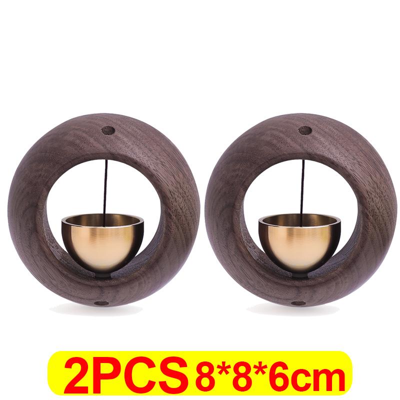 1/4pcs Solid Wooden Doorbell Magnetic Aesthetic Brass Wind Chimes Wireless Doorbells Entrance Door Bell Hanging Pendants Decor